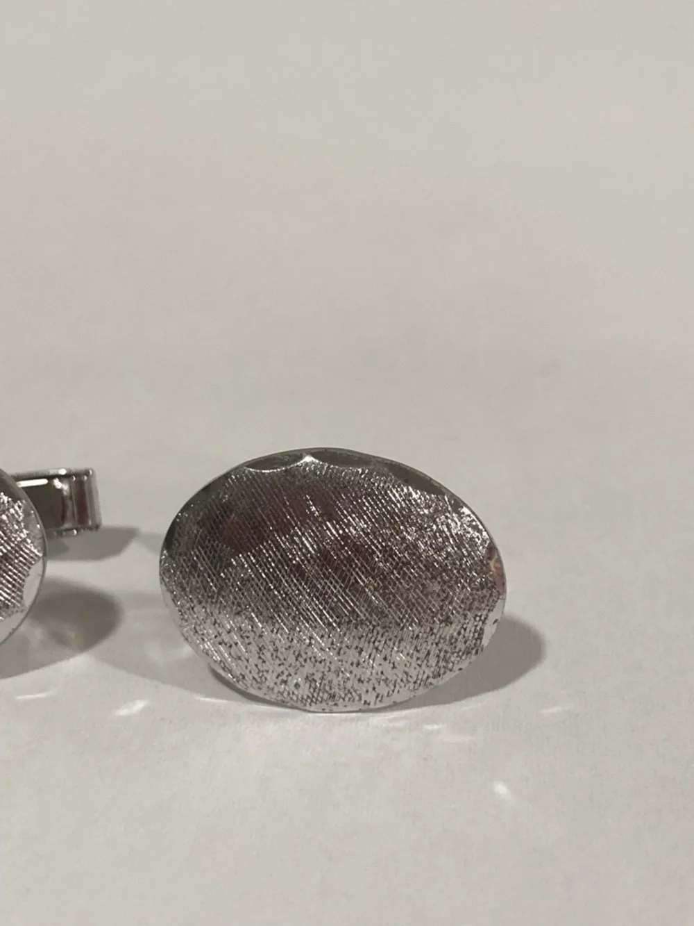 Sterling Silver Oval Textured Cuff Links Sterling T2 Vintage 10 Grams - Picture 8 of 14